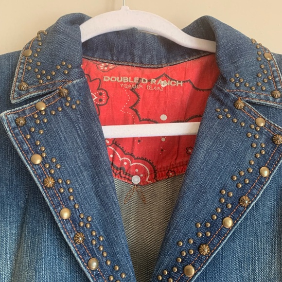 Double D Ranch Jean Jacket Coat Blue Western Womens Size Large Lightweight - Picture 3 of 5